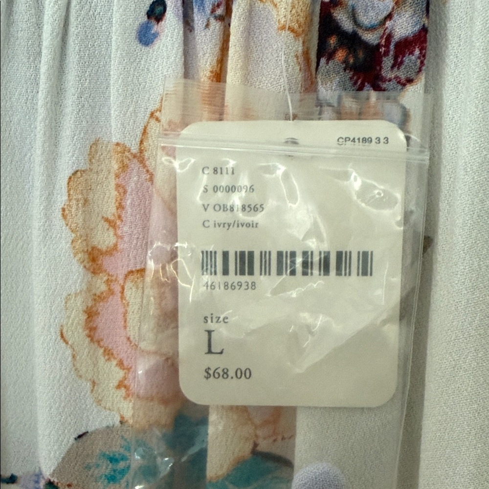 Free People White Floral Camisole with Lilac Trim - Picture 2 of 4